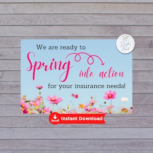 Frühling Versicherung Marketing Postkarte | Lead-Generierung Business März April Mailer | Makler Makler Gesundheit Home Auto Leben Download PDF 100x100
