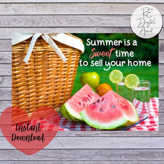 Summer Real Estate Marketing 4x6 Melon Postcard Home Sellers Etsy