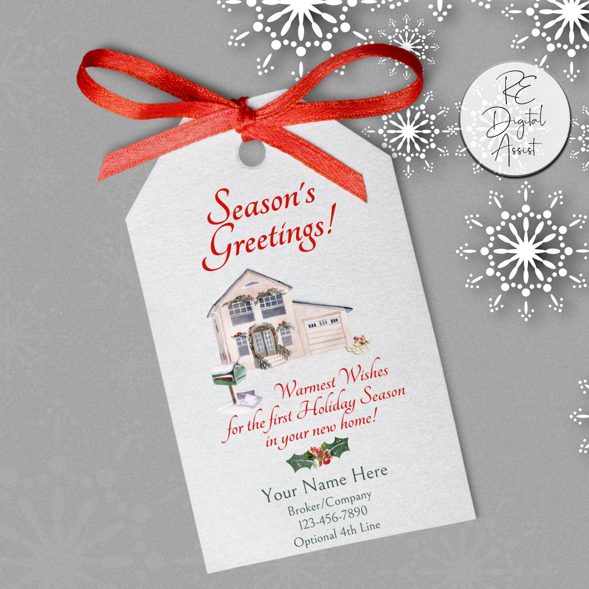 New Home Season's Greetings Real Estate Gift Tag Etsy