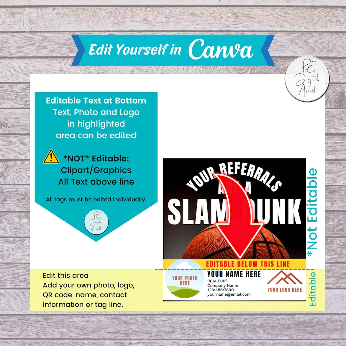 Business Referrals Slam Dunk Basketball Gift Tags Printable Etsy