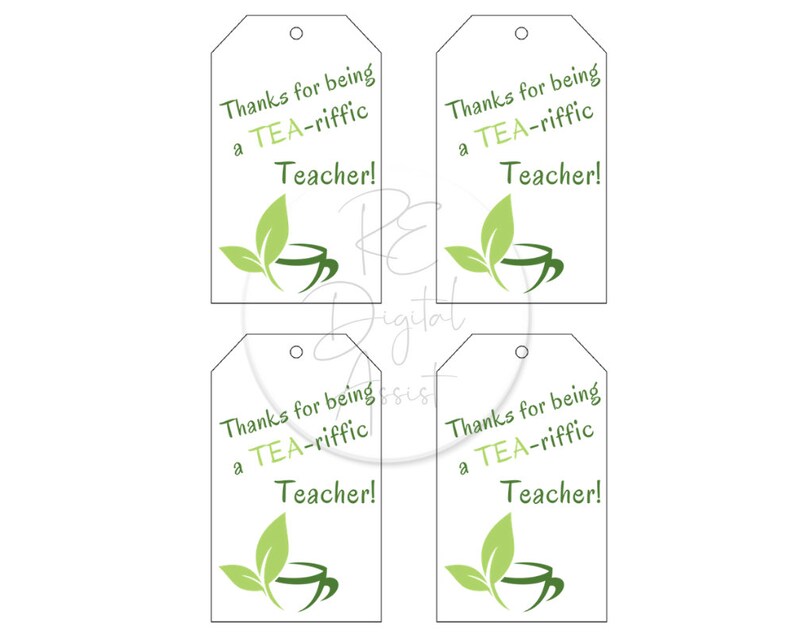 TEACHER Tea Gift Tags Printable Teacher Appreciation Gift Etsy