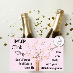 2024 New Year Real Estate Printable Pop by Tags,  Champagne Sparkling Cider Soda Pop Agent Broker Marketing Home Goals Business PDF