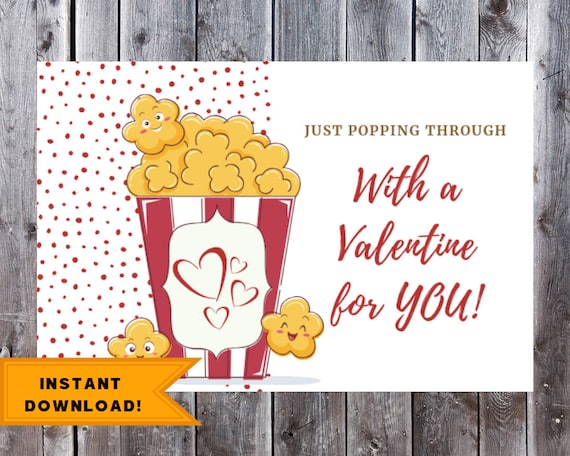 Favor Tag Valentine Favor Instant Download Printable Valentine Treat Valentine Party Digital File Valentine Popcorn Tag 4.25x5.5
