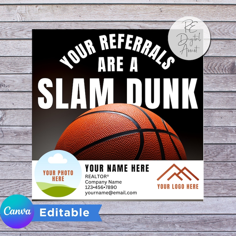 Business Referrals Slam Dunk Basketball Gift Tags Printable Etsy