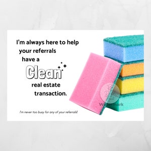 Pulisci la cartolina di marketing per transazioni immobiliari sul davanti, spugna per pulizia, referral drop di Mailer Agent Broker Scarica PDF 4x6 Pop by Card