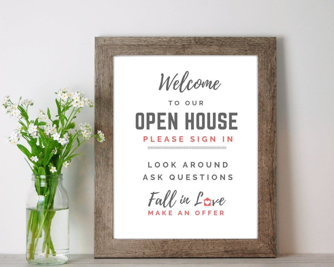 Printable Open House Real Estate Sign, Download Real Estate Agent or ...