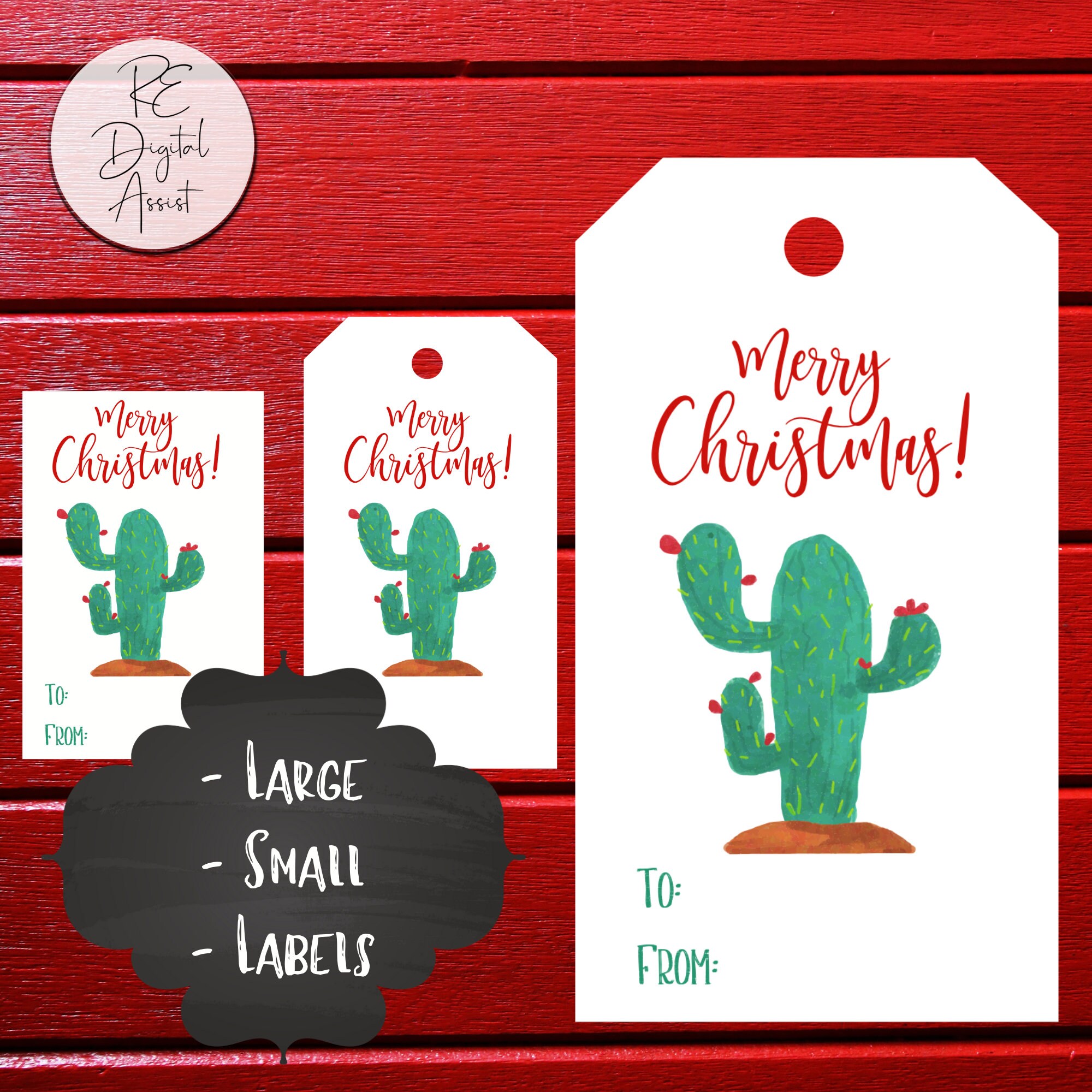 Christmas Cactus Tags Printable Holiday to From Labels - Etsy