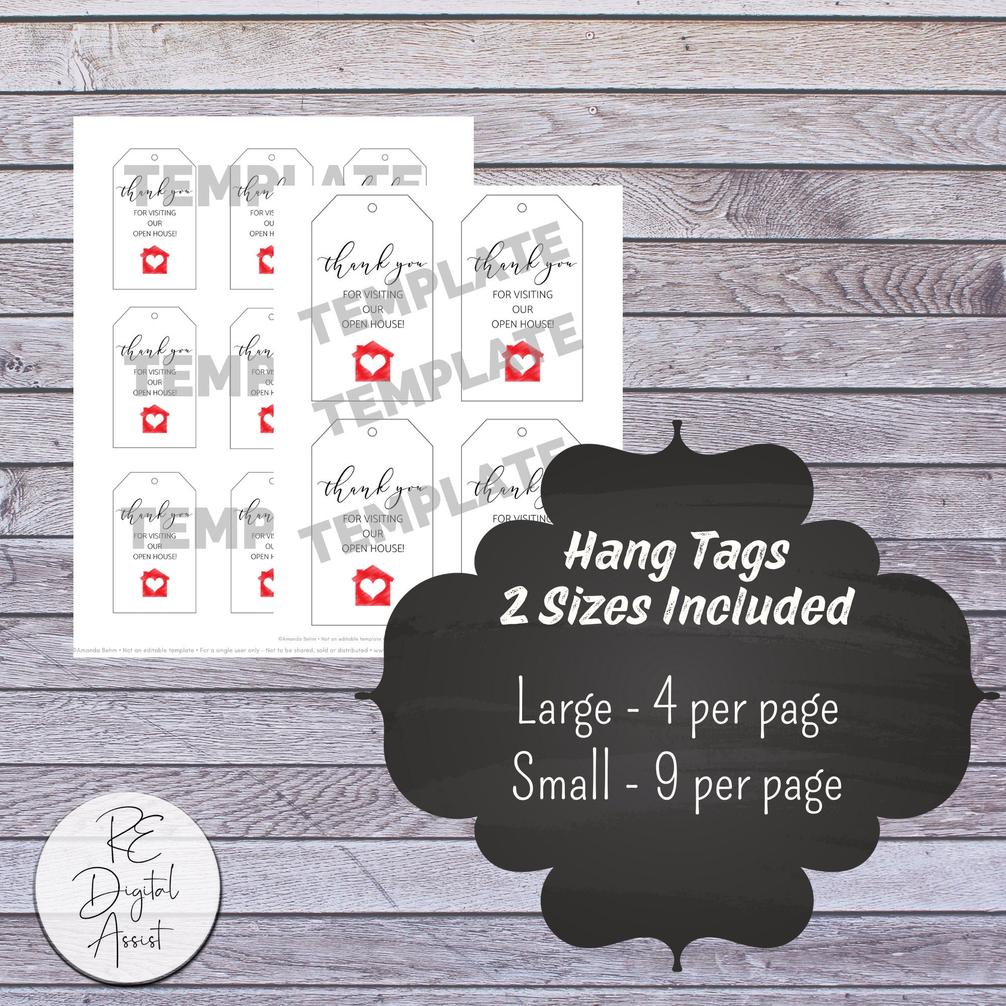 Open House Thank You Heart Tags Printable, Real Estate Agent Broker ...