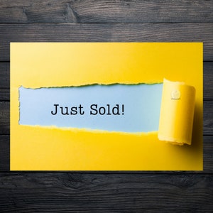 Just Sold Real Estate Farm Marketing Postcard Yellow Front PDF, Neighborhood Home Buyer Seller Mailer, Catchy Agent Broker Property Team 4x6