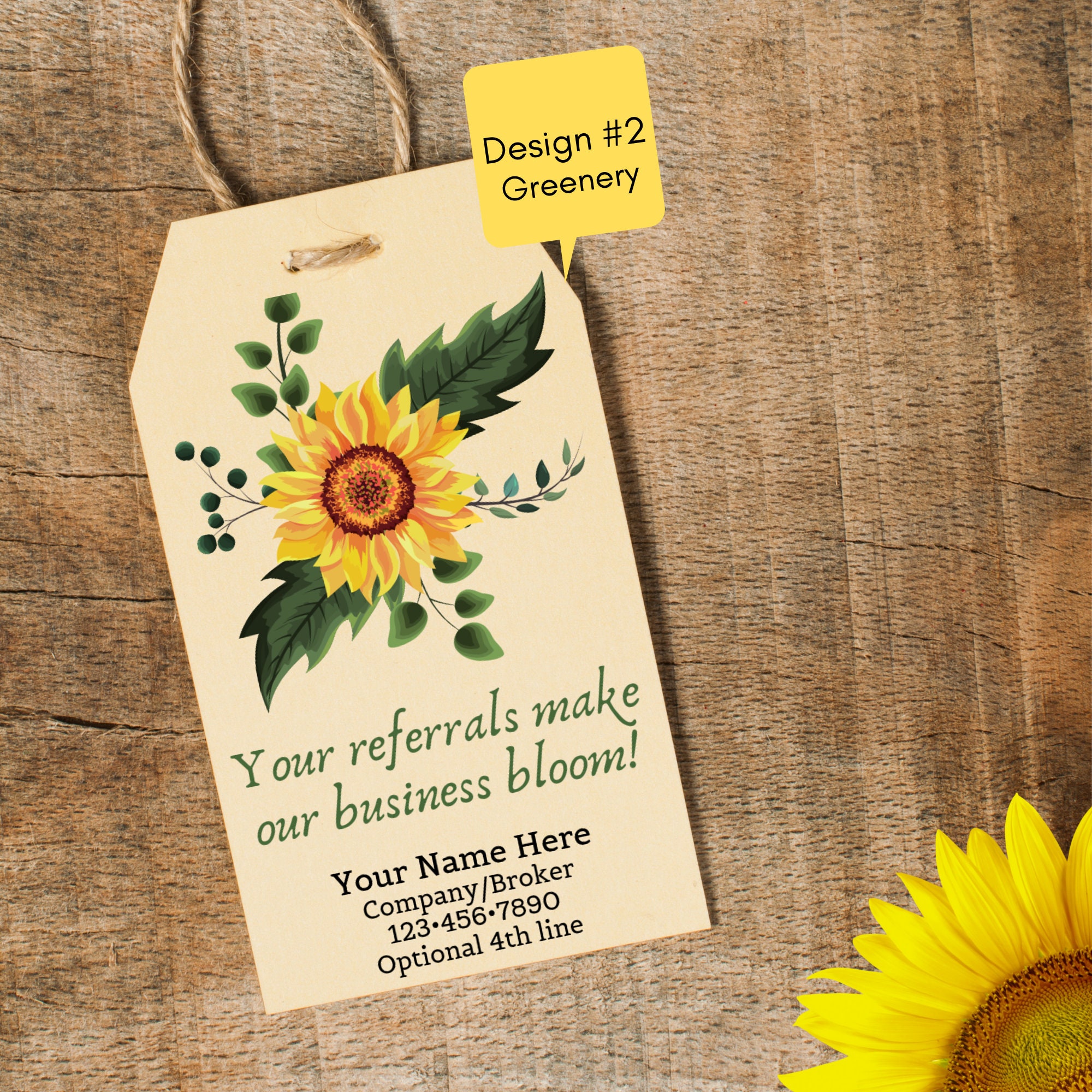 Sunflower Business Referral Client Appreciation Tag Card Fall - Etsy