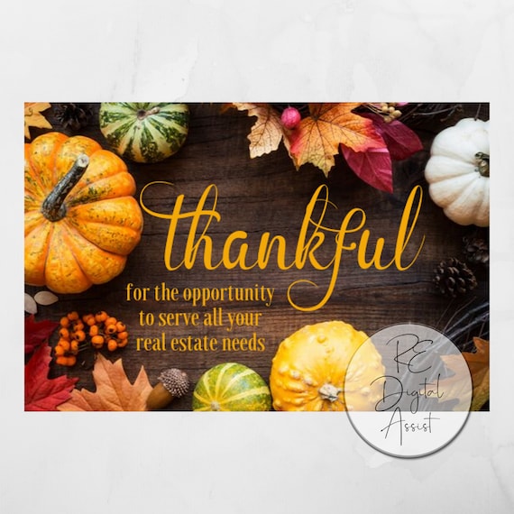 Thanksgiving Real Estate Postcard Front Thankful November Pop - Etsy