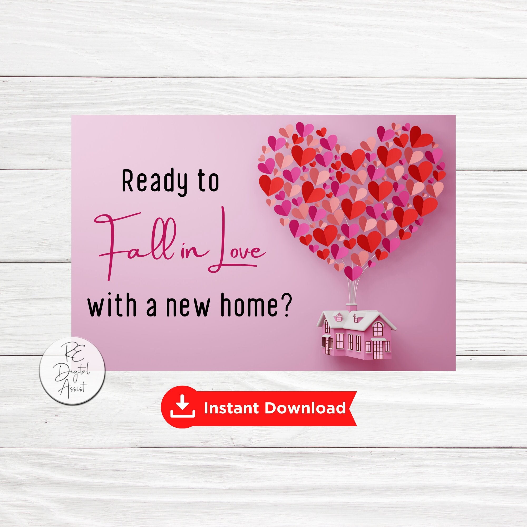 Valentine Real Estate Fall in Love New Home Marketing Postcard Etsy