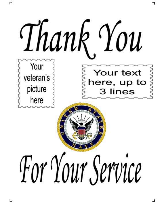 Thank You For Your Service Navy 10 X 14 Etsy