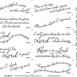 May include: Black and white typography print with inspirational quotes from the Psalms. The print features phrases like "Make a joyful noise to the Lord!" and "Bless the Lord, O my soul."