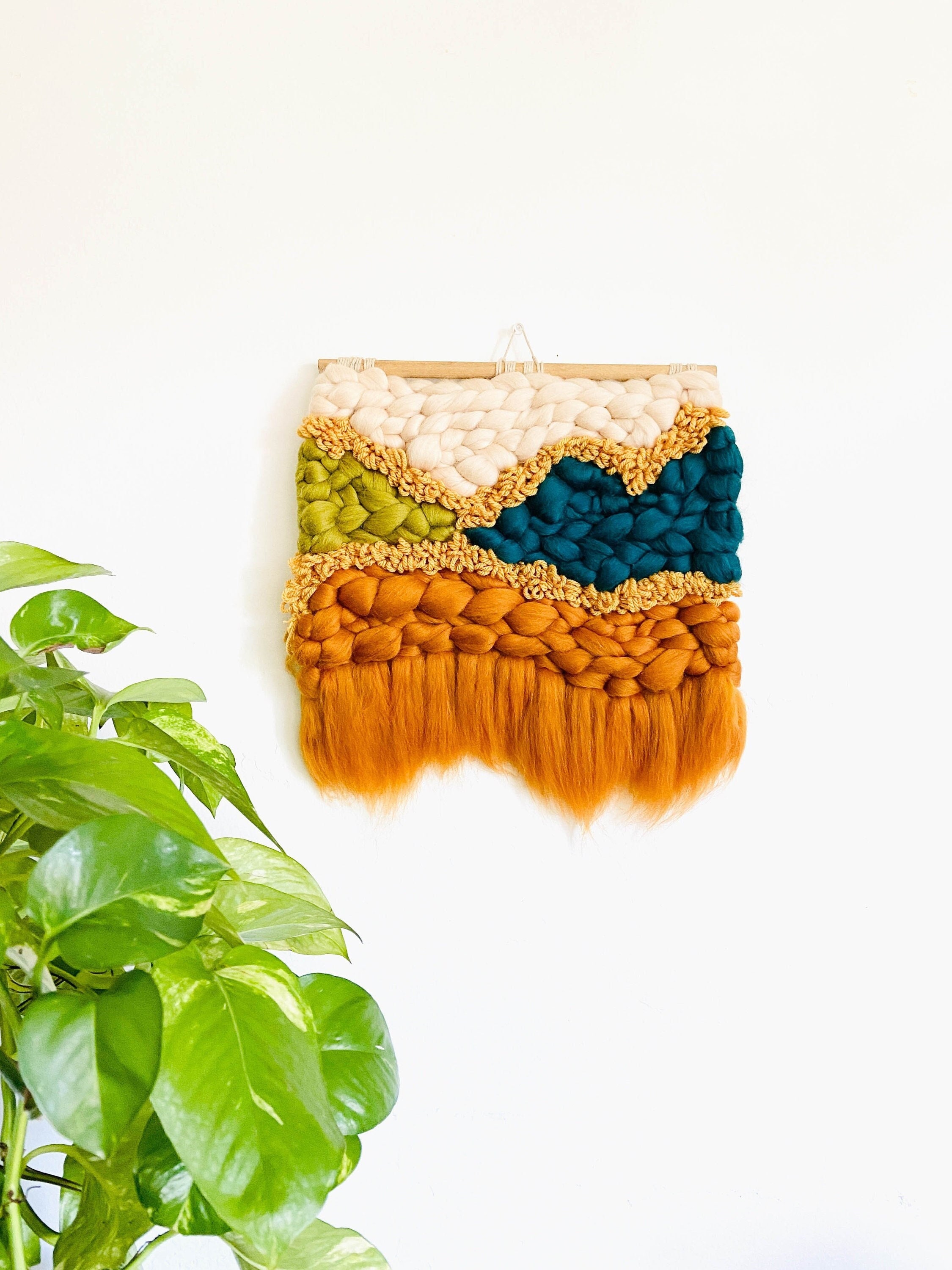 Tenture Murale Tissée, Tapisserie de Tissage Boho, Art Coloré Tissé à La Main, Décor d'appartement F