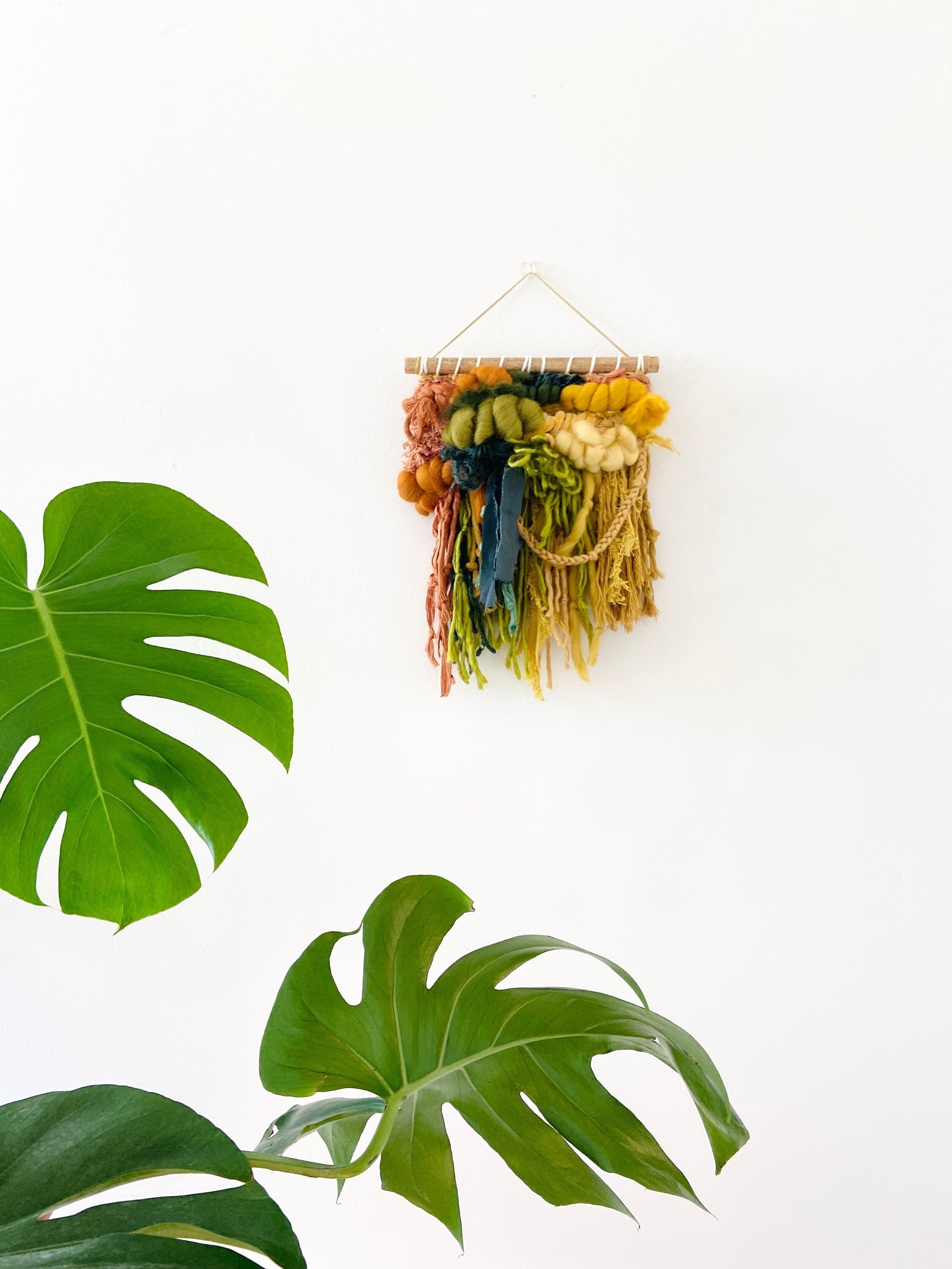 Tentures Murales Tissées Jaunes, Décor de Chambre Boho, Tissage Arc-En-Ciel, d'appartement, Art Abst