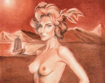 Mistress of Deception - By Imre Zsido (Fantasy Art Canvas Print) - Fantasy Drawing | Original Art | Goddess Art | Wall Art | Canvas Painting