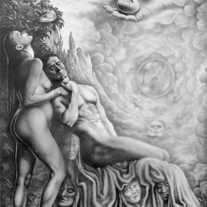 The Origin - By Imre Zsido (Fantasy Art Canvas Print) - Fantasy Drawing | Original Art | Goddess Art | Wall Art | Canvas Painting