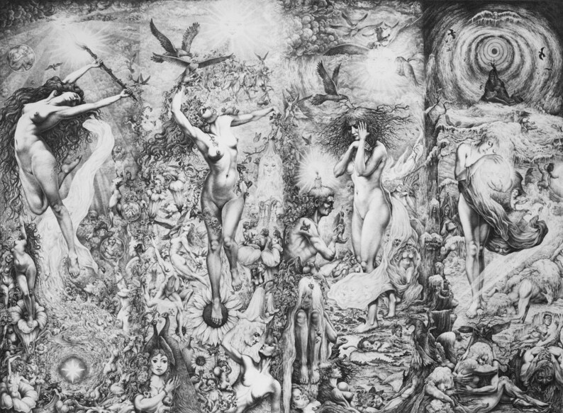 Four Seasons  By Imre Zsido Fantasy Art Print  Fantasy image 1