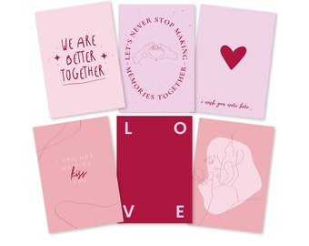 Grußkarten Liebe und Freundschaft | 6 Stück | Postkarten-Set | Grußkarten Hochzeit | Statement-Karten | Mutmachkarten