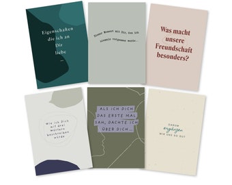 Grußkarten Set "Friendship" | 6 Stück | Postkarten-Set | Grußkarten Danke | Statement-Karten | Mutmachkarten