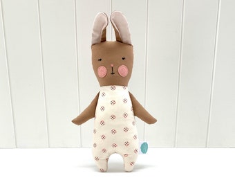 Small brown rabbit, handmade. Children's fabric toy.