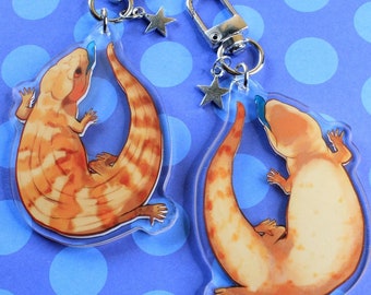 Porte-clés acrylique scinque langue bleue