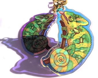 Porte-clés holographique caméléon de luxe en acrylique