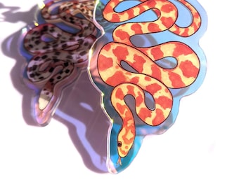 Porte-clés acrylique holographique de luxe Serpent de maïs