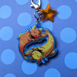 Pisces Cat 1.5&quot; Acrylic Keychain / Charm - Zodiac Cats