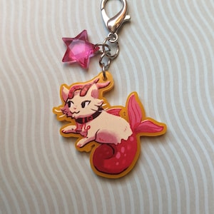 Capricorn Cat 1.5" Acrylic Keychain / Charm - Zodiac Cats