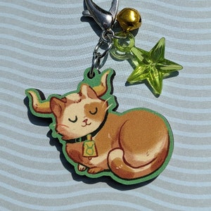 Taurus Cat 1.5&quot; Wooden Keychain / Charm - Zodiac Cats