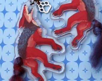 Porte-clés en acrylique à queue douce de chacal