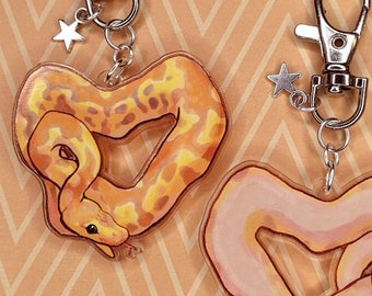 Ball Python Heart Acrylic Keychain
