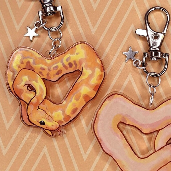 Ball Python Heart Acrylic Keychain