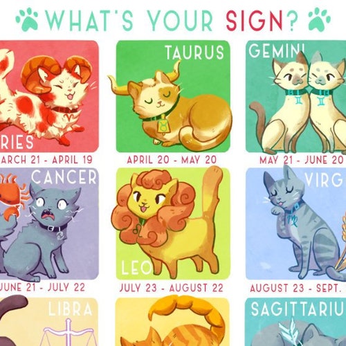 Zodiac Cats 11 X 14 Print - Etsy