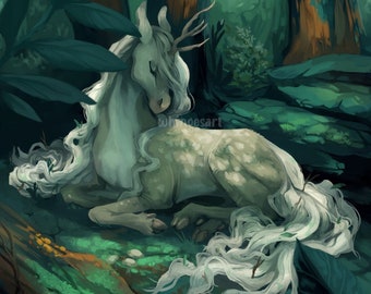 Licorne boisée 11 x 14 » Impression