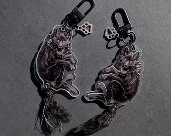 Wolvesカーキット2点(WOLFIE・マフラー)+キーホルダー+ピンバッジ Wolf Soft Tail Acrylic Keychain - Etsy