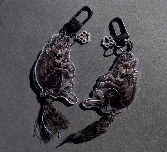 Wolf Soft Tail Acrylic Keychain - Etsy