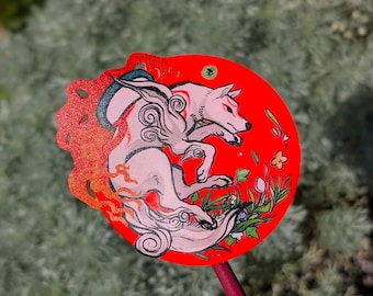 Okami Amaterasu Neon Red 3" Vinyl Sticker