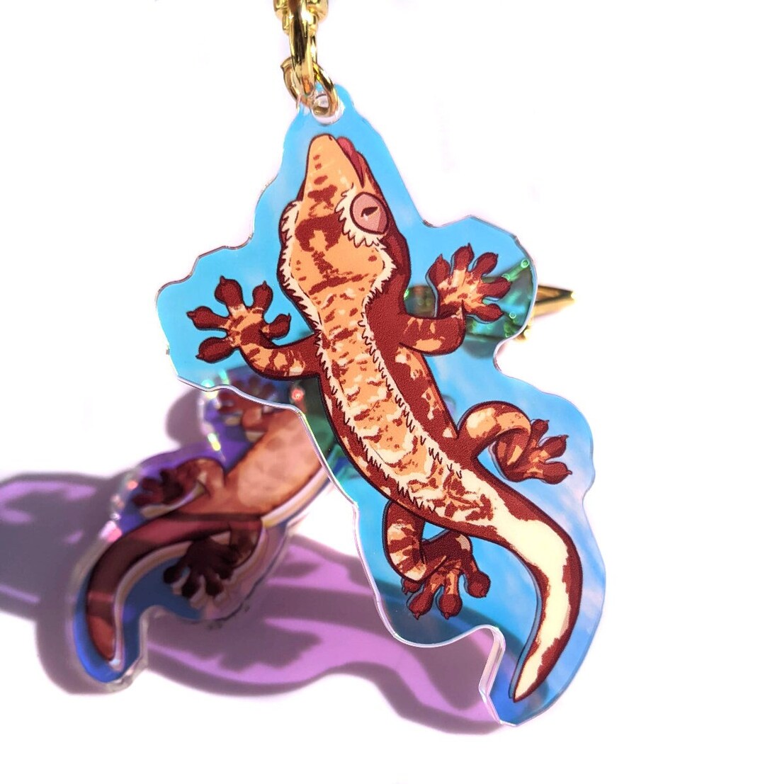Crested Gecko Deluxe Holo Acrylic Keychain - Etsy