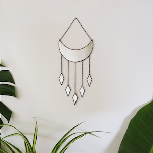 Celestial Wall Decor, Moon Wall Hanging, Celestial Wall Art, Wall Decor with Tassels, Moon Wall Mirror, Bohemian House Decor, Boho Ideas