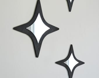 Handmade Star Mirror Set, Modern Celestial Wall Decor