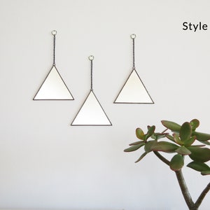 Handmade Triangle Mirror Wall Decor, Geometric Hanging Mirror, Set of 3 image 2
