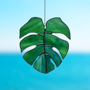 Monstera Stained Glass, Monstera Wall Hanging, Monstera Leaf Suncatcher, Minimal House Decoration, Unique Gift, Window Hangings, Plant Decor