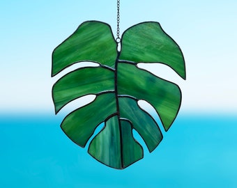 Monstera Vitraux, Monstera Tenture Murale, Monstera Leaf Suncatcher, Décoration minimale, Cadeau unique, Tentures de fenêtre, Décor végétal