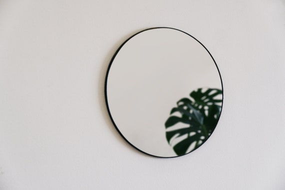 Handmade Round Wall Mirror, Minimalist Copper Accent (9.5'')