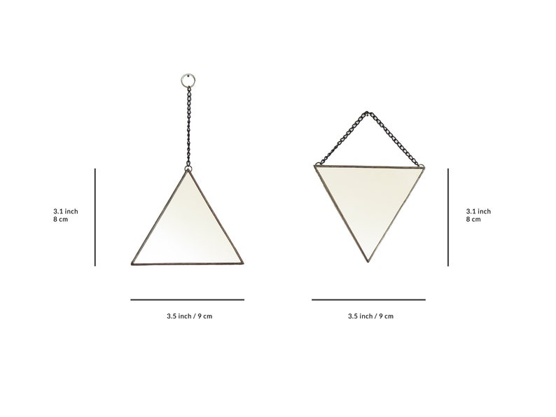 Handmade Triangle Mirror Wall Decor, Geometric Hanging Mirror, Set of 3 image 4
