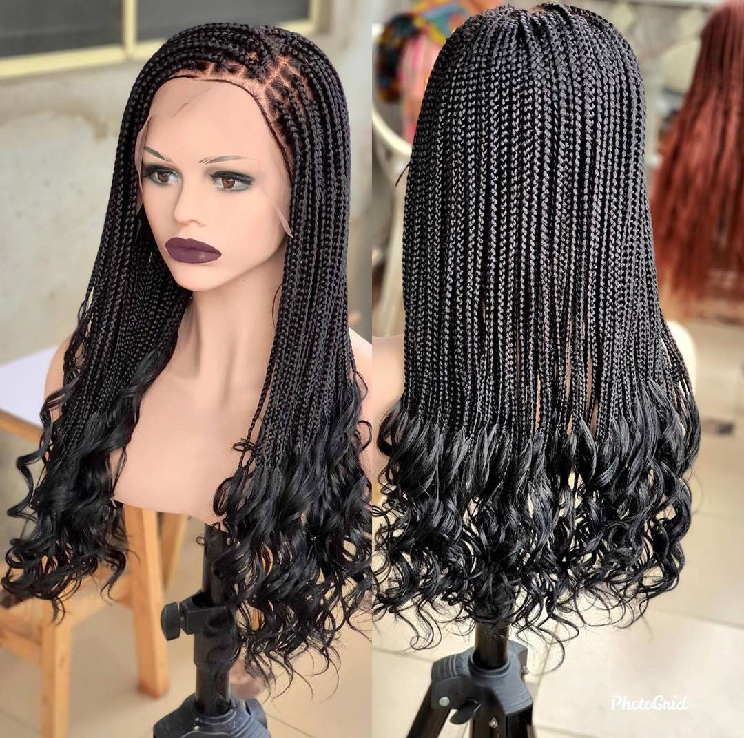Box braided wig with coils Nigerian Woman box Braid wigs for Etsy