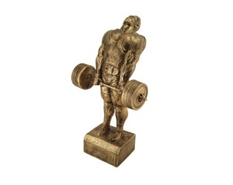 Deadlift Standing Male w Optional Base + Personalized Custom Engraving, Deadlift Weightlifter, Weightlifter Statue, Weightlifting, US Made